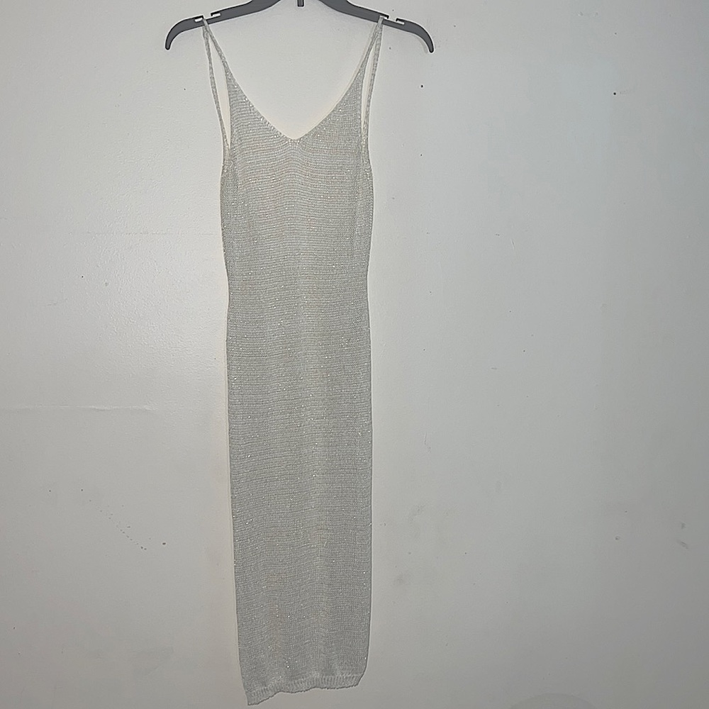 🇺🇸4TH OF JULY SALE 🇺🇸White with gold shimmer bathing suit cover dress